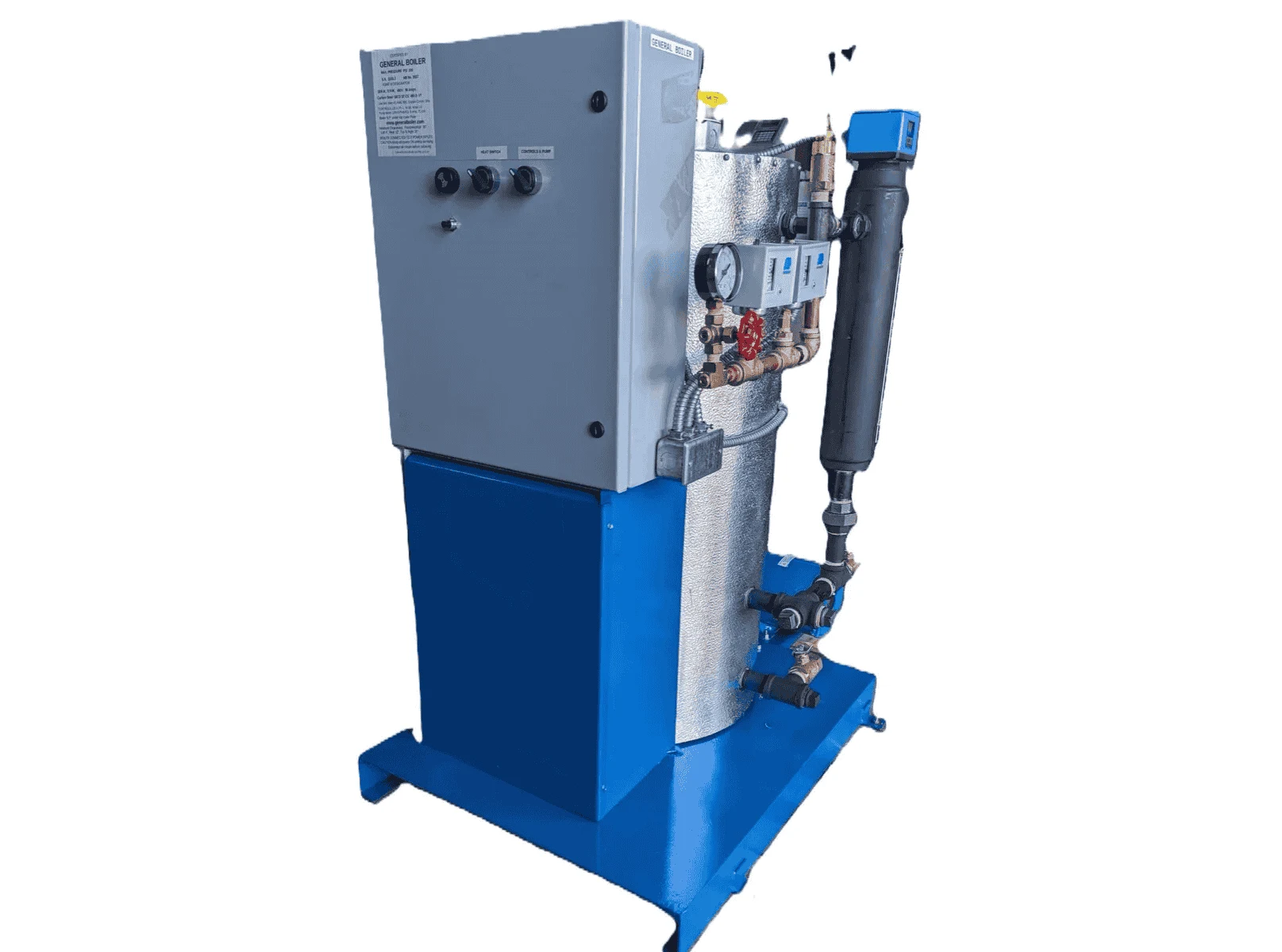 Vertical electric steam boiler with carbon steel vessel